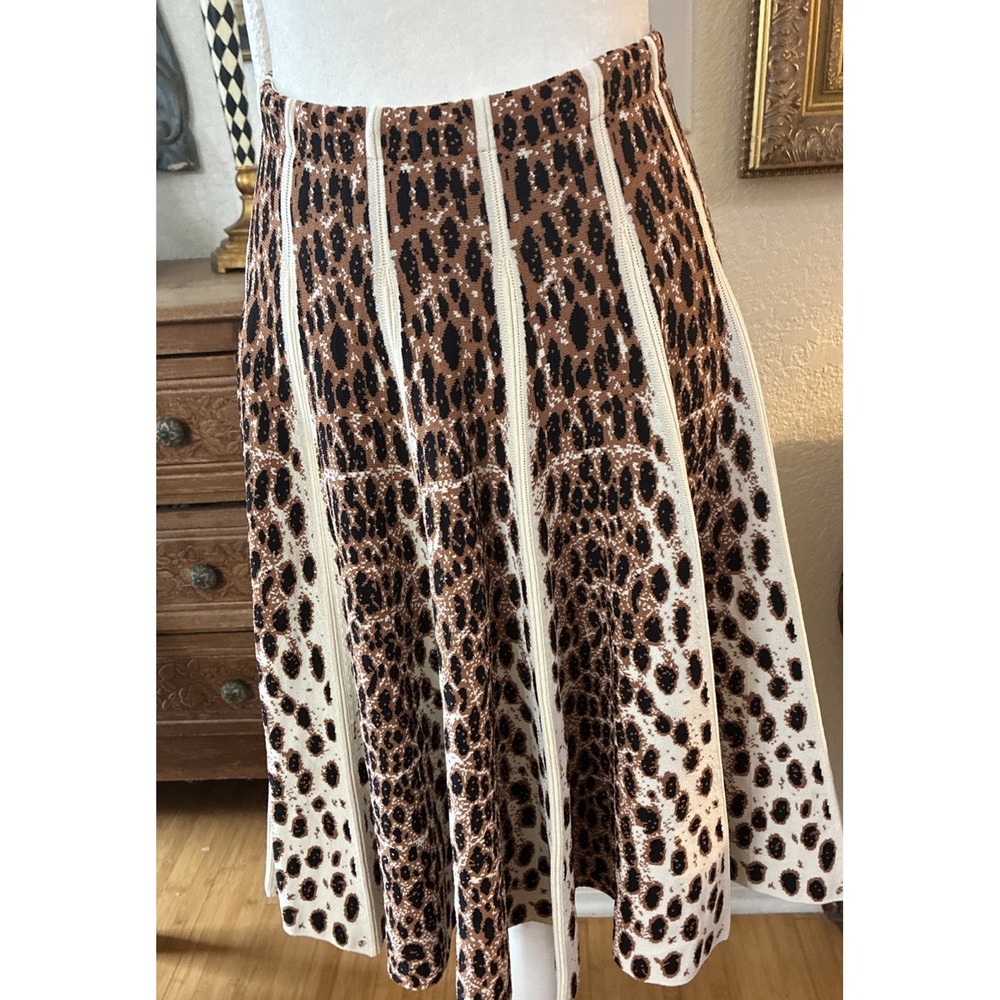 Gianni Bini Leopard Animal Print Knit Swing Skirt Midi Size Small Dillard's